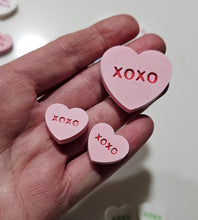 Load image into Gallery viewer, Bag of 25 -Boutique 3d Printed Package Inserts  Candy Message Heart Pins or Earrings Made in America

