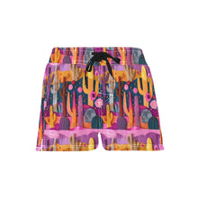 Load image into Gallery viewer, Women&#39;s Pink Cactus Beach Board Shorts
