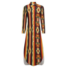 Load image into Gallery viewer, Colores De Mexico Southwestern Aztec Serape Long Sleeve Shirt Dress Duster
