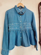 Load image into Gallery viewer, The Loopty Lou Long Sleeve Denim Top-L/XL
