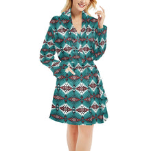 Load image into Gallery viewer, Teal Aztec Women&#39;s Western Bath Robe
