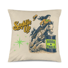Load image into Gallery viewer, Baha Ranch Velvety Soft The Last Roundup Barrel Racer Throw Pillow Cover Made in America Custom Pillow Case 18x18inch | Ships from USA
