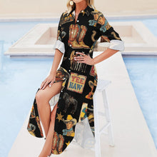 Load image into Gallery viewer, Vintage Cowboy Collage Western Long Sleeve Dress Duster
