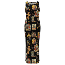 Load image into Gallery viewer, Vintage Cowgirl Collage Bodycon Side Slit Maxi Dress

