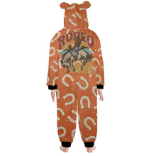 Load image into Gallery viewer, Rodeo Horseshoe Big Kid Onesie Hooded Pajamas
