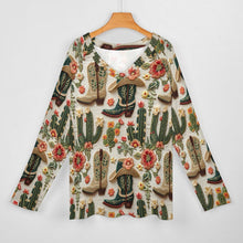Load image into Gallery viewer, Baha Ranch Cactus and Boots Long Sleeve Top
