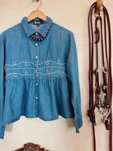 Load image into Gallery viewer, The Loopty Lou Long Sleeve Denim Top-L/XL
