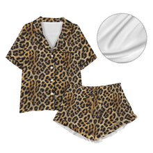 Load image into Gallery viewer, Baha Ranch Retro Pop Western Leopard Cowgirl Satin Pajamas

