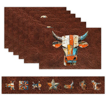 Load image into Gallery viewer, 7 Pieces Rustic Ranch Western Cowboy Table Runner and Placemats Set Made in USA
