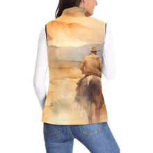 Load image into Gallery viewer, Watercolor Cowboy Women&#39;s Western Puffy Vest
