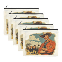 Load image into Gallery viewer, Cowboy Cattle Rancher pack of 5 Cosmetic Bags Made in America
