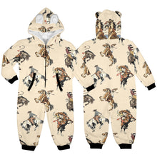 Load image into Gallery viewer, Vintage Cowgirl Little Kid Onesie Hooded Pajamas
