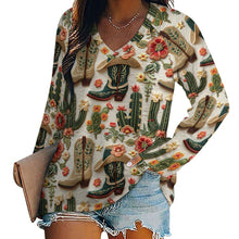 Load image into Gallery viewer, Baha Ranch Western Cactus Print Long Sleeve Top
