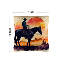 Load image into Gallery viewer, Watercolor Desert Cowboy Throw Pillow Case Made in America
