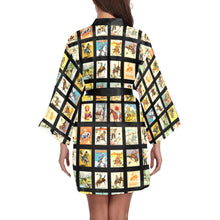 Load image into Gallery viewer, Vintage Cowboy Collage Satin Kimono Robe
