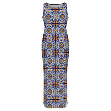 Load image into Gallery viewer, Colores de Mexico Talavera Sleeveless Bodycon Side Slit Long Dress

