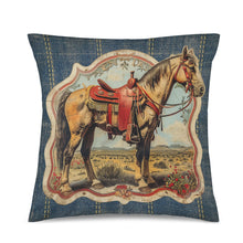 Load image into Gallery viewer, Baha Ranch Vintage Horse Velvety Soft Pillow Case Made in America
