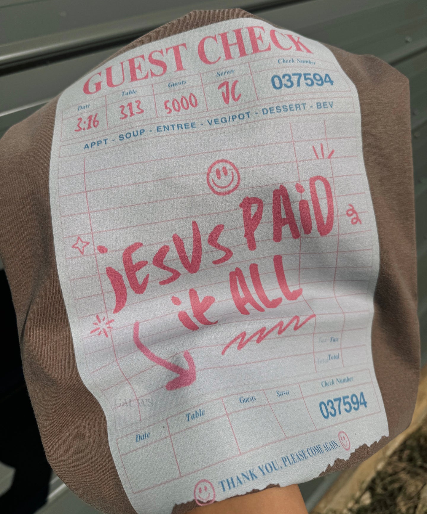 Jesus paid it all guest check tee or sweatshirt