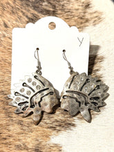 Load image into Gallery viewer, Silver Chief Head Rhinestone Earrings – Western Cowgirl Statement Dangle Earrings
