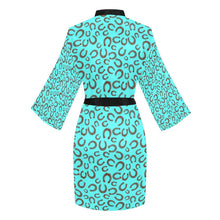 Load image into Gallery viewer, Mini Turquoise Horeshoe Women&#39;s Lounge Kimono Robe
