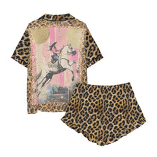 Load image into Gallery viewer, Baha Ranch Retro Pop Western Leopard Cowgirl Satin Pajamas
