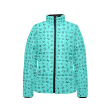 Load image into Gallery viewer, Turquoise Cattle Brands Women's Puffy Bomber Jacket
