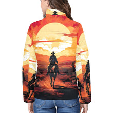 Load image into Gallery viewer, Sunset Cowboy Desert Women&#39;s Puffy Bomber Jacket
