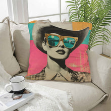 Load image into Gallery viewer, Baha Ranch Retro Pop Western Cool Cowgirl Pillow Case Made in America
