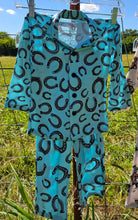 Load image into Gallery viewer, Turquoise Horseshoe Girl&#39;s Western Pajama Set
