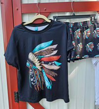 Load image into Gallery viewer, Indian Headdress Women&#39;s Western Short and Top Pajama Set
