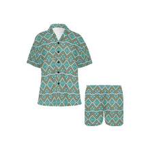 Load image into Gallery viewer, Turquoise Aztec Western Women&#39;s Pajama Set
