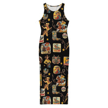 Load image into Gallery viewer, Vintage Cowgirl Collage Bodycon Side Slit Maxi Dress
