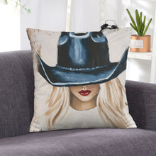 Load image into Gallery viewer, Baha Ranch Cowgirl Blonde Velvety Soft Throw Pillow Case Made in America
