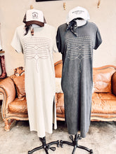 Load image into Gallery viewer, The Western Boot Stitch T-Shirt Dress in Bone
