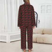 Load image into Gallery viewer, Colores De Mexico Red Roses Satin Pajama Set
