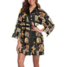 Load image into Gallery viewer, Vintage Cowgirl Collage Satin Kimono Sleeve Robe
