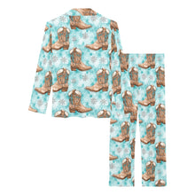 Load image into Gallery viewer, Turquoise Christmas Boots Women&#39;s Western Pajamas

