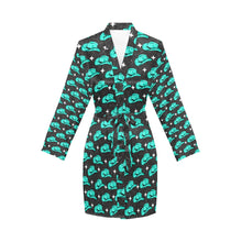 Load image into Gallery viewer, Turquoise cowgirl Hat Women&#39;s Belted Satin Feel Dressing Lounge Robe
