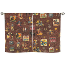 Load image into Gallery viewer, Vintage Cowboy Collage Western Curtains 28&quot; x 40&quot; Made in America
