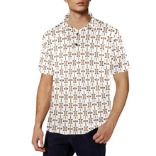 Load image into Gallery viewer, White Aztec Men&#39;s Polo Style Shirt

