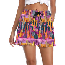 Load image into Gallery viewer, Women&#39;s Pink Cactus Beach Board Shorts
