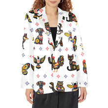Load image into Gallery viewer, Colores de Mexico Mexican Talavera Floral Animals Blazer in White

