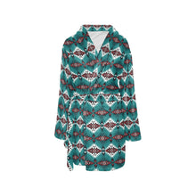 Load image into Gallery viewer, Teal Aztec Women&#39;s Western Bath Robe
