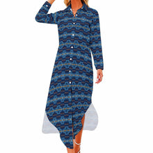 Load image into Gallery viewer, Navy Aztec Women&#39;s Western Duster Dress
