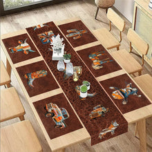 Load image into Gallery viewer, 7 Pieces Rustic Ranch Western Cowboy Table Runner and Placemats Set Made in USA
