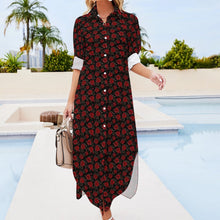 Load image into Gallery viewer, Baha Ranch Colores de Mexico Romantic Roses Button-Up Long Sleeve Shirt Dress
