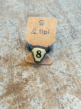 Load image into Gallery viewer, 8 Ball Longhorn Ring &amp; Stud Earring Set – Western Lucky 8 Matching Set
