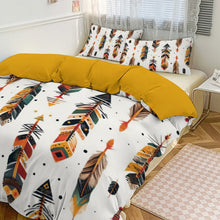 Load image into Gallery viewer, Boho Feather Print 3-Piece Bedding Set (1 Duvet Cover + 2 Pillow Shams) – 102"×90"
