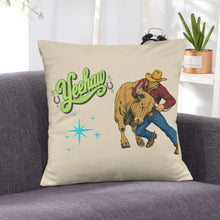 Load image into Gallery viewer, Baha Ranch The Last Roundup Steer Wrestler Velvety Soft Throw Pillow Cover Made in America
