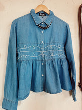 Load image into Gallery viewer, The Loopty Lou Long Sleeve Denim Top-L/XL

